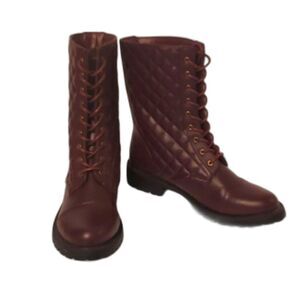 Combat Boots Motorcycle Boots Burgundy Lace Up Womens Size 7 Lug Sole